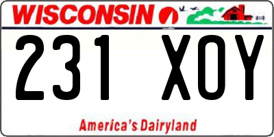 WI license plate 231XOY