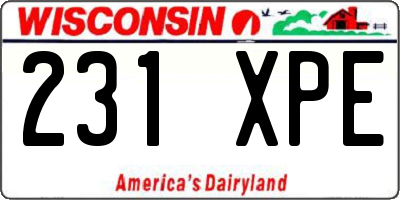WI license plate 231XPE