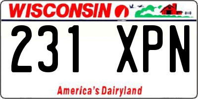 WI license plate 231XPN