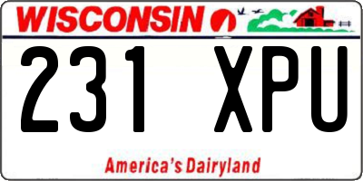 WI license plate 231XPU