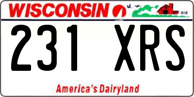 WI license plate 231XRS