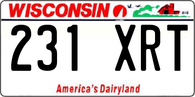 WI license plate 231XRT