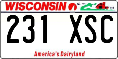 WI license plate 231XSC
