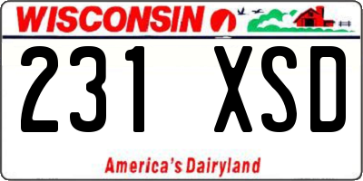 WI license plate 231XSD
