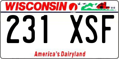 WI license plate 231XSF