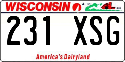 WI license plate 231XSG