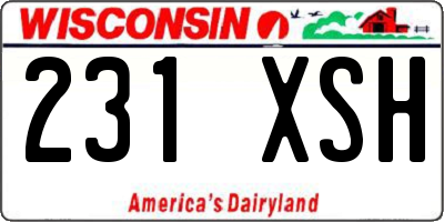 WI license plate 231XSH