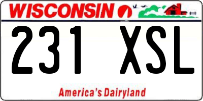 WI license plate 231XSL