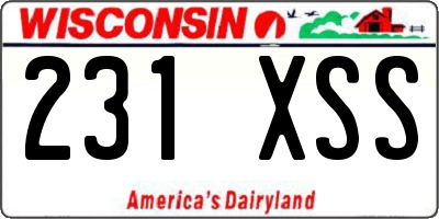 WI license plate 231XSS