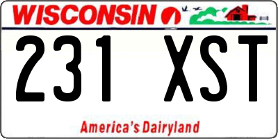 WI license plate 231XST