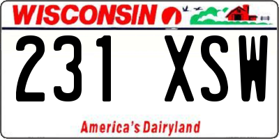WI license plate 231XSW