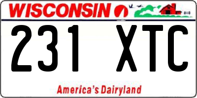 WI license plate 231XTC