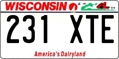 WI license plate 231XTE