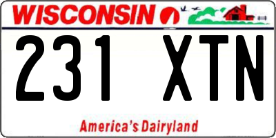 WI license plate 231XTN
