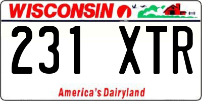 WI license plate 231XTR