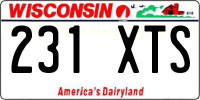 WI license plate 231XTS