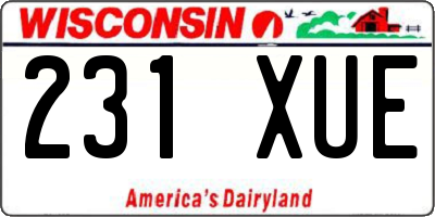 WI license plate 231XUE