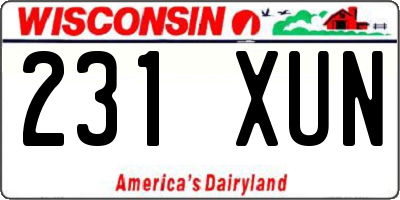 WI license plate 231XUN