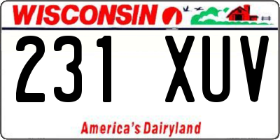 WI license plate 231XUV