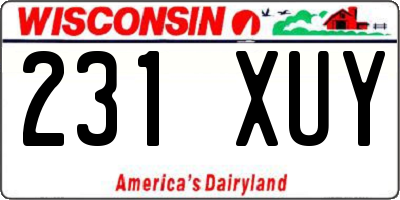 WI license plate 231XUY