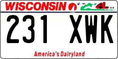 WI license plate 231XWK
