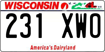 WI license plate 231XWO