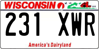 WI license plate 231XWR