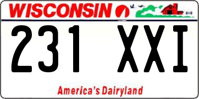WI license plate 231XXI