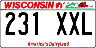 WI license plate 231XXL