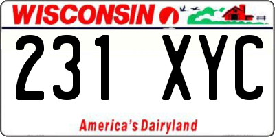 WI license plate 231XYC