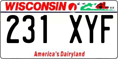 WI license plate 231XYF