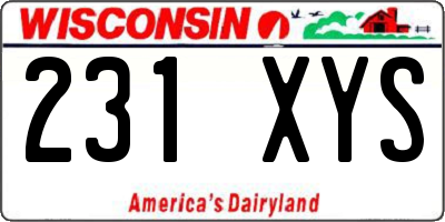 WI license plate 231XYS