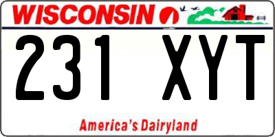 WI license plate 231XYT