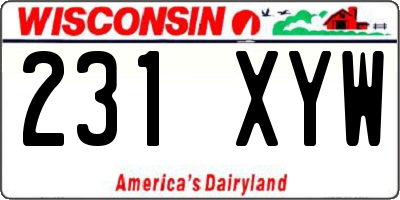 WI license plate 231XYW