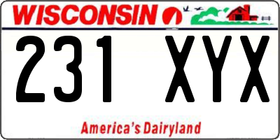WI license plate 231XYX