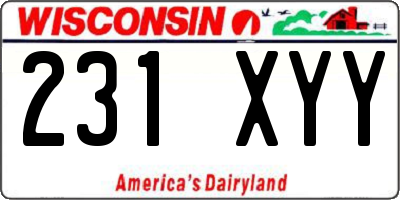 WI license plate 231XYY
