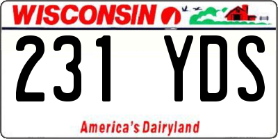 WI license plate 231YDS