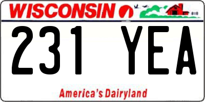 WI license plate 231YEA