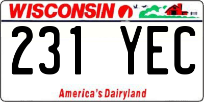 WI license plate 231YEC