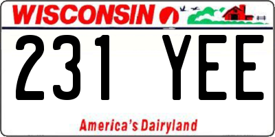 WI license plate 231YEE