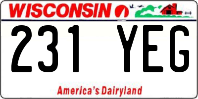 WI license plate 231YEG