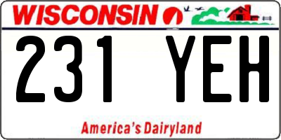 WI license plate 231YEH