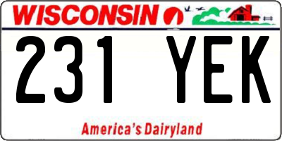WI license plate 231YEK