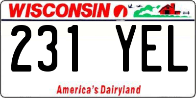 WI license plate 231YEL