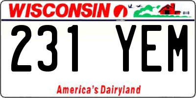 WI license plate 231YEM