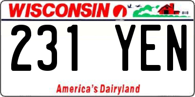 WI license plate 231YEN