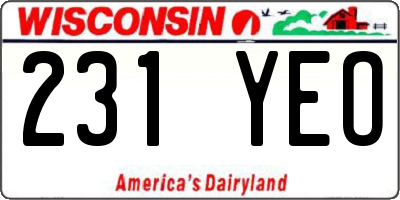 WI license plate 231YEO