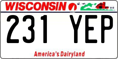 WI license plate 231YEP