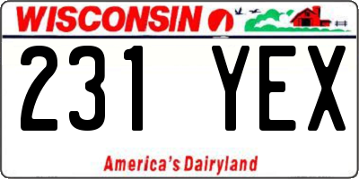 WI license plate 231YEX