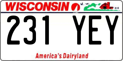 WI license plate 231YEY